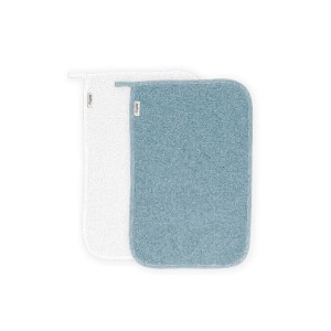 Interbaby Washcloths 2pk White Blue Interbaby Washcloths 2pk White Blue