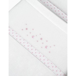 Interbaby Cot Sheets Set Fleece Stars Pink
