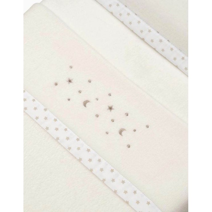 Interbaby Cot Sheets Set Fleece Stars Beige Interbaby Cot Sheets Set Fleece Stars Beige