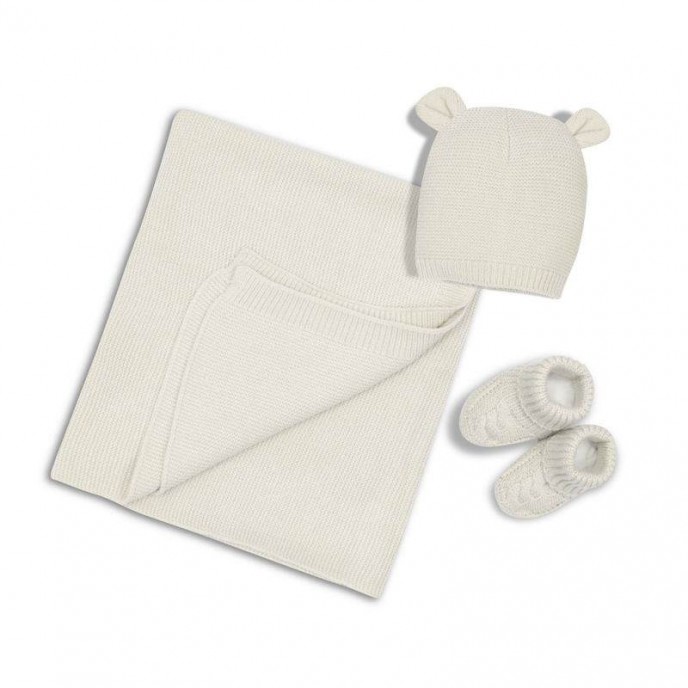 Interbaby Blanket Hat and Socks Set Beige Interbaby Blanket Hat and Socks Set Beige