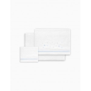 Interbaby Cot Sheets Set Flanelle Stars White/Blue Interbaby Cot Sheets Set Flanelle Stars White/Blue
