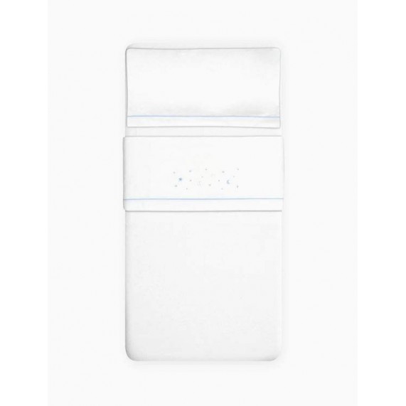 Interbaby Cot Sheets Set Flanelle Stars White/Blue Interbaby Cot Sheets Set Flanelle Stars White/Blue