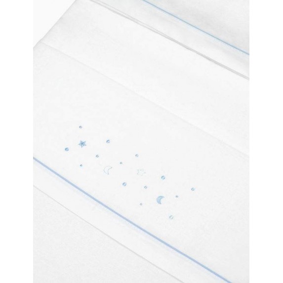 Interbaby Cot Sheets Set Flanelle Stars White/Blue Interbaby Cot Sheets Set Flanelle Stars White/Blue