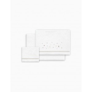 Interbaby Cot Sheets Set Flanelle Stars White/Beige Interbaby Cot Sheets Set Flanelle Stars White/Beige