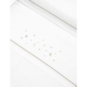 Interbaby Cot Sheets Set Flanelle Stars White/Beige Interbaby Cot Sheets Set Flanelle Stars White/Beige