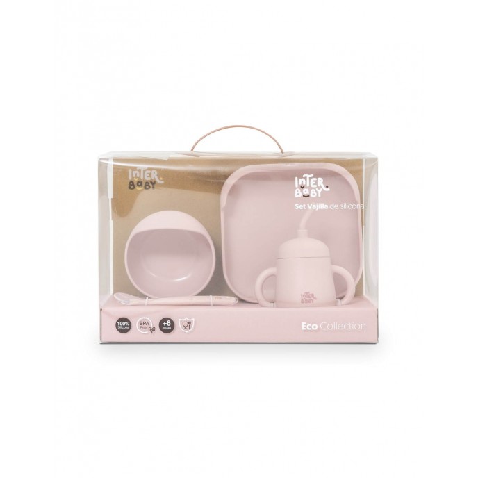 Interbaby Silicone Tableware Set Pink Interbaby Silicone Tableware Set Pink