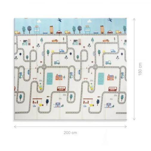 Interbaby Crawling Mat Reversible Cars Racoon