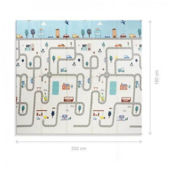 Interbaby Crawling Mat Reversible Cars Racoon Interbaby Crawling Mat Reversible Cars Racoon
