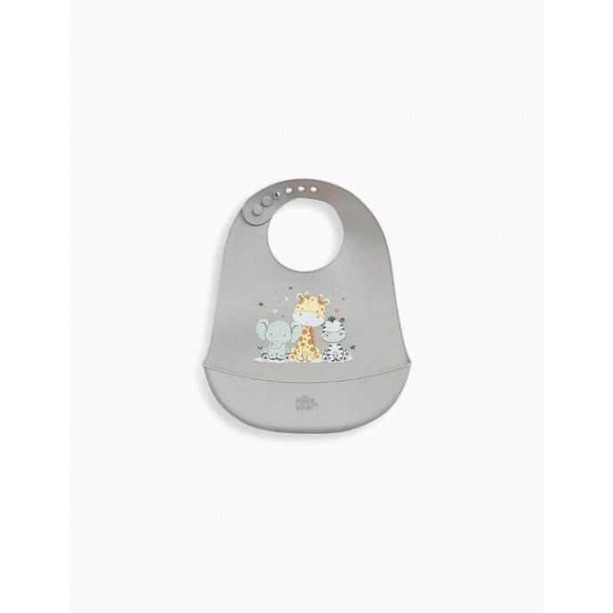 Interbaby Silicone Bib Animal Friends Gray
