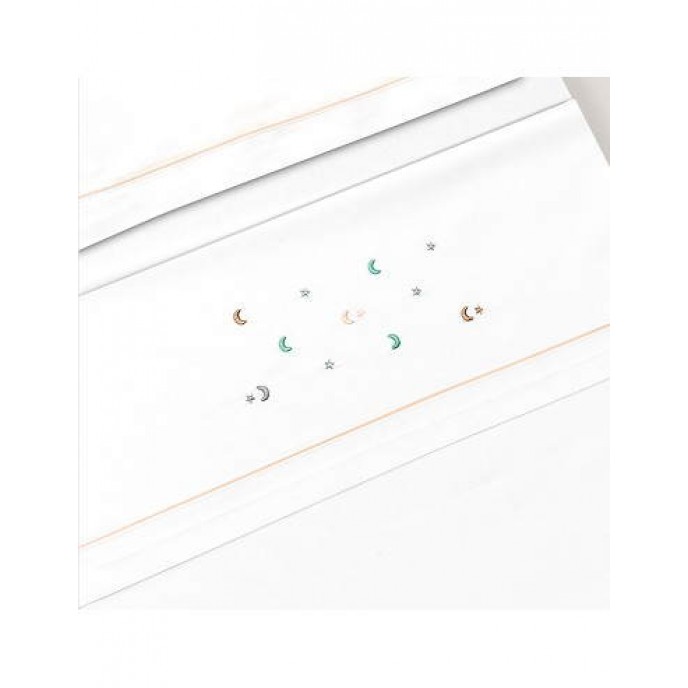 Interbaby Cot Sheets Set Cotton Moon Stars Pink