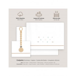 Interbaby Cot Sheets Set Cotton Moon Stars Beige Interbaby Cot Sheets Set Cotton Moon Stars Beige