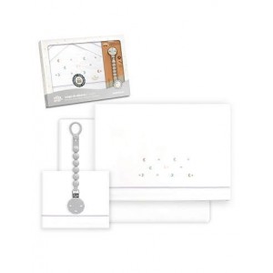 Interbaby Cot Sheets Set Cotton Moon Stars Grey