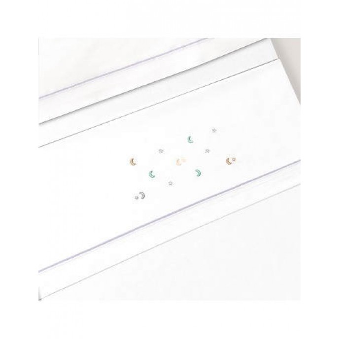 Interbaby Cot Sheets Set Cotton Moon Stars Grey