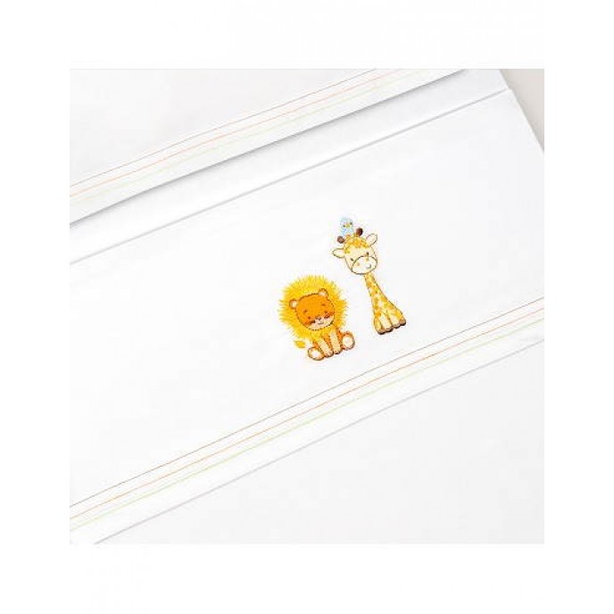 Interbaby Crib Sheets Set Cotton Giraffe Lion White