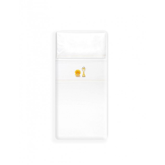 Interbaby Crib Sheets Set Cotton Giraffe Lion White