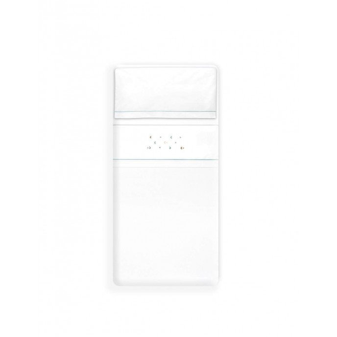 Interbaby Cot Sheets Set Cotton Moon Stars Green