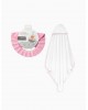 Interbaby Hooded Towel and Rinse Cap Moon and Stars Pink