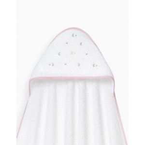 Interbaby Hooded Towel and Rinse Cap Moon and Stars Pink