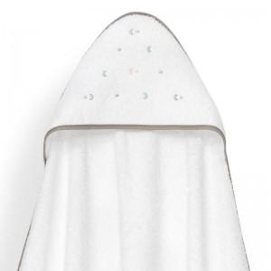 Interbaby Hooded Towel and Rinse Cap Moon and Stars Beige Interbaby Hooded Towel and Rinse Cap Moon and Stars Beige