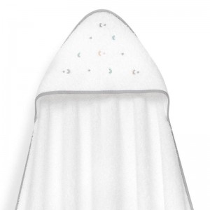 Interbaby Hooded Towel and Rinse Cap Moon and Stars Grey Interbaby Hooded Towel and Rinse Cap Moon and Stars Grey