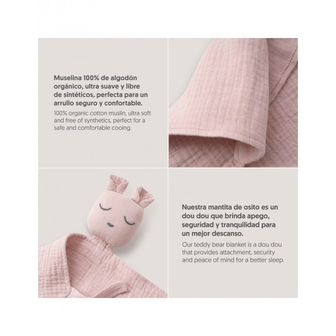 Interbaby Hooded Towel and Doudou Bear Pink Interbaby Hooded Towel and Doudou Bear Pink