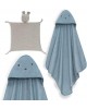 Interbaby Hooded Towel and Doudou Bear Petrol Blue Interbaby Hooded Towel and Doudou Bear Petrol Blue