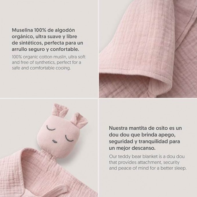 Interbaby Hooded Towel and Doudou Bear Dark Pink Interbaby Hooded Towel and Doudou Bear Dark Pink