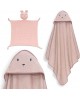 Interbaby Hooded Towel and Doudou Bear Dark Pink Interbaby Hooded Towel and Doudou Bear Dark Pink