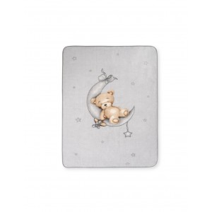 Interbaby Fleece Cot Blanket Bear on Moon Grey 