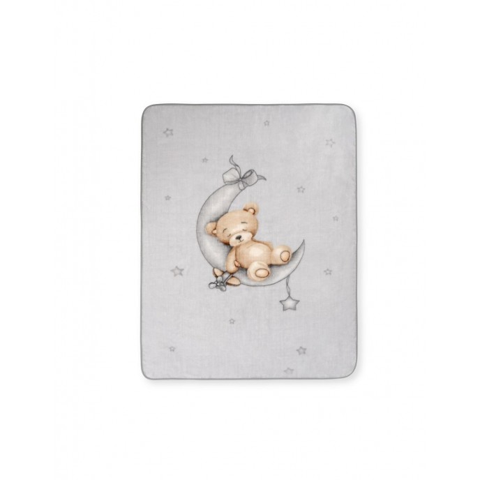 Interbaby Fleece Cot Blanket Bear on Moon Grey 
