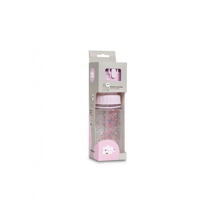 Interbaby Straw Bottle 2 in 1 Floral Pink