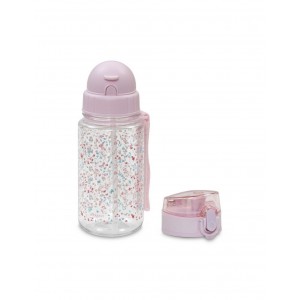 Interbaby Straw Bottle 2 in 1 Floral Pink