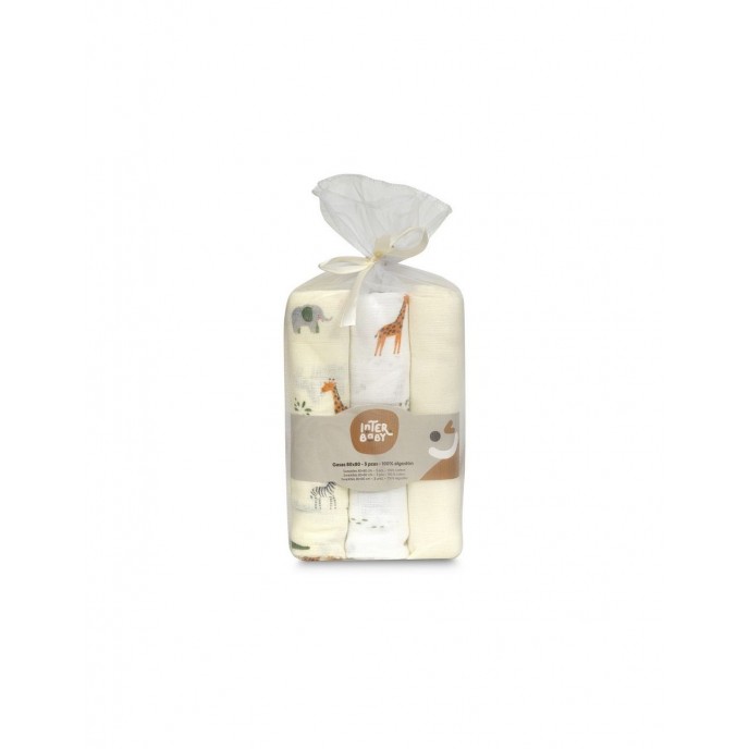 Interbaby Muslin Squares 3pk Jungle