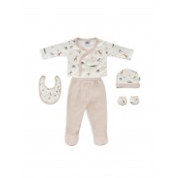 Interbaby Clothing Set 5pc 0/6m Jungle Beige