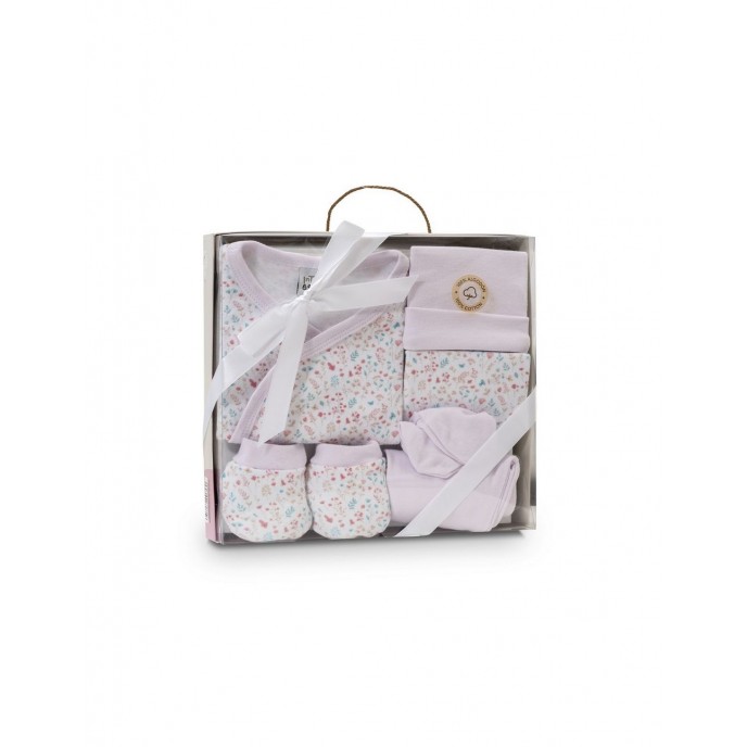 Interbaby Clothing Set 5pc 0/6m Floral Pink
