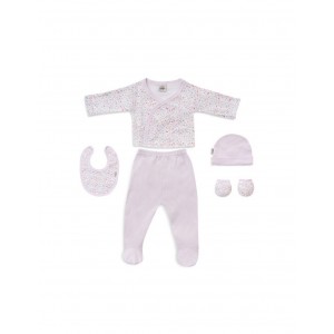 Interbaby Clothing Set 5pc 0/6m Floral Pink