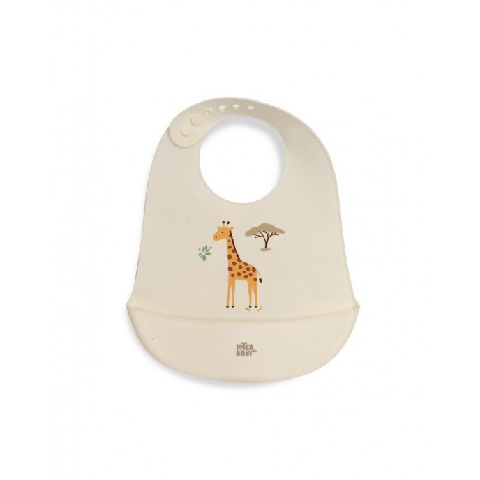 Interbaby Silicone Bib Giraffe Beige