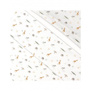 Interbaby Sheets Set 4pc Cotton Cot 60x120cm Jungle Print Beige