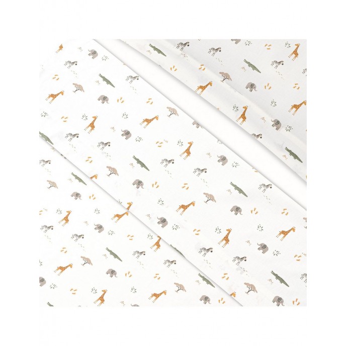 Interbaby Sheets Set 4pc Cotton Cot 60x120cm Jungle Print Beige