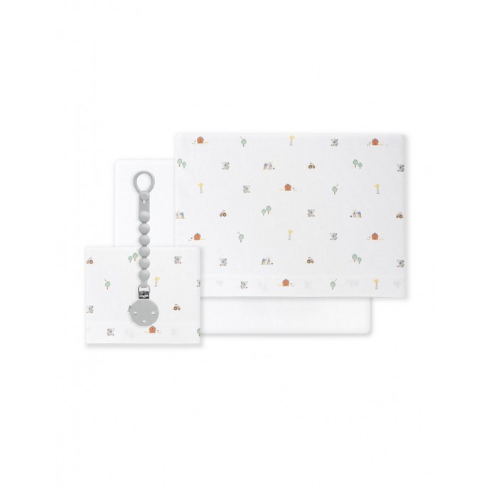 Interbaby Sheets Set 4pc Cotton Cot 60x120cm Koala Print White