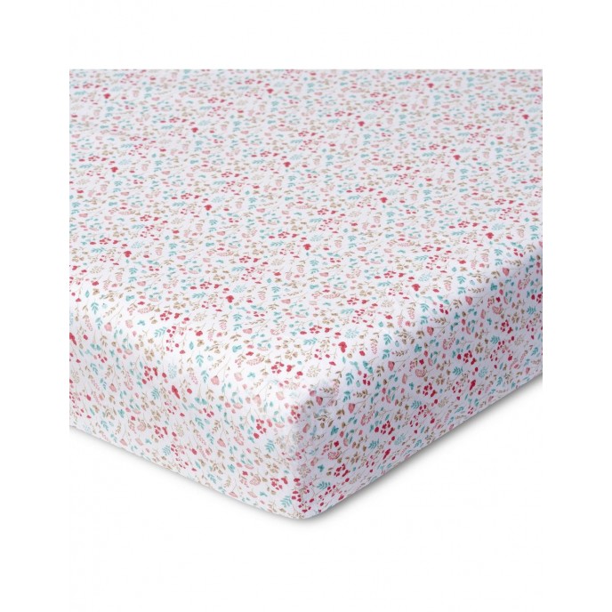 Interbaby Fitted Sheet Cotton Crib 85x55cm Floral