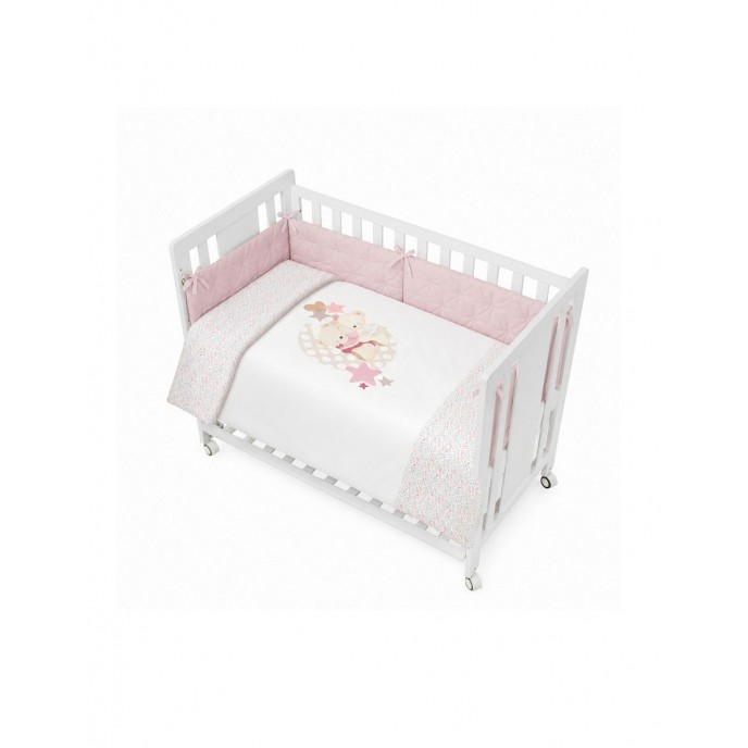 Interbaby Bedding Set Bear Floral Pink