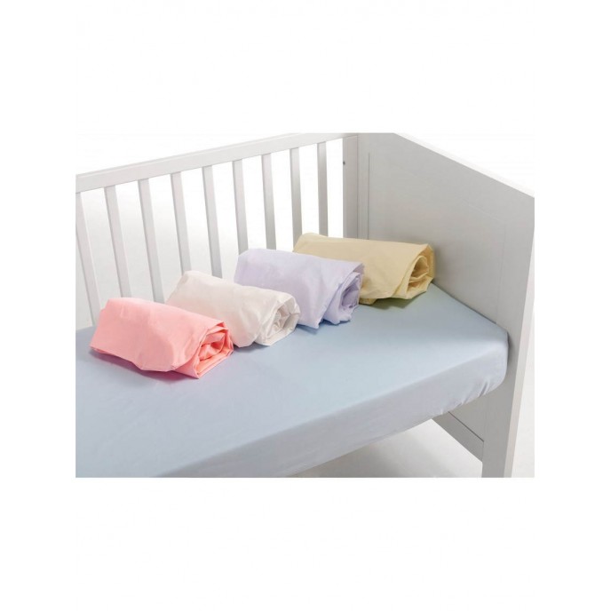 Interbaby Fitted Cotton Sheets Crib 80x55cm White