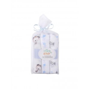 Interbaby Muslins 3pk Crown Blue Interbaby Muslins 3pk Crown Blue