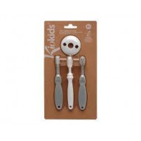 Kiokids Toothbrush Set 3pc Grey Kiokids Toothbrush Set 3pc Grey
