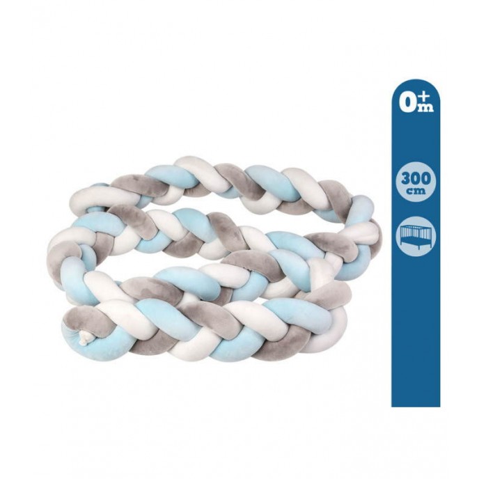 Kiokids Bed Bumper Braid 3m Blue/Grey Kiokids Bed Bumper Braid 3m Blue/Grey