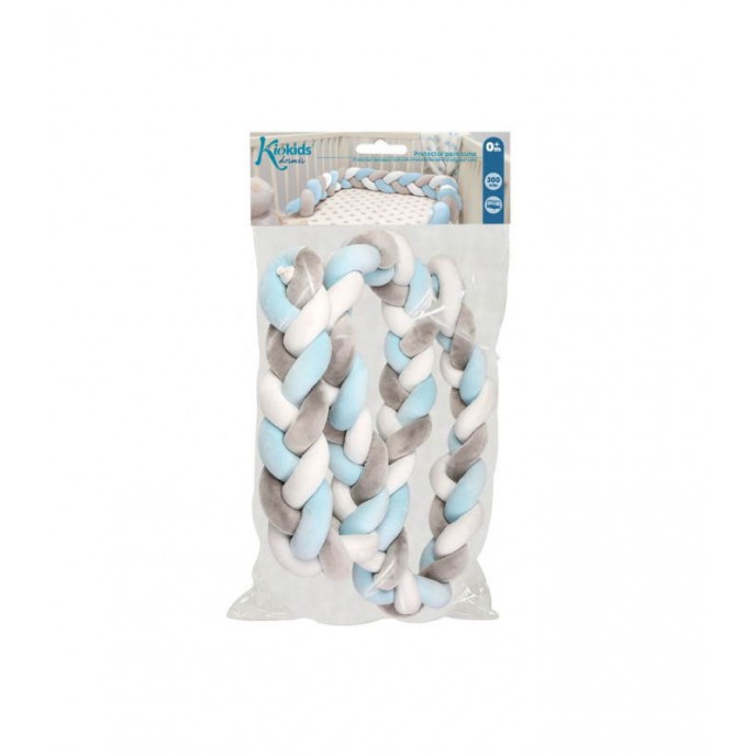 Kiokids Bed Bumper Braid 3m Blue/Grey