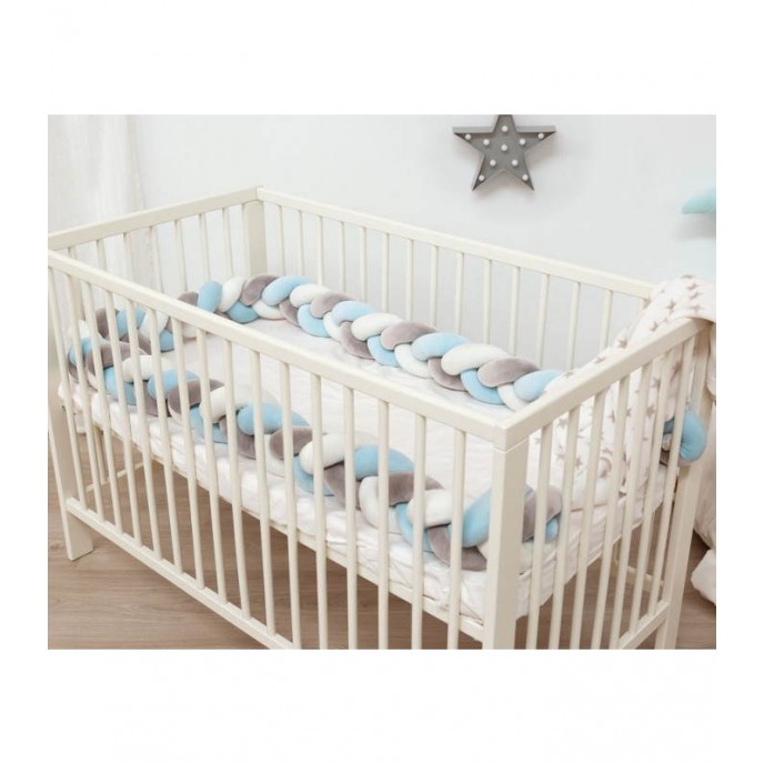 Kiokids Bed Bumper Braid 3m Blue/Grey Kiokids Bed Bumper Braid 3m Blue/Grey