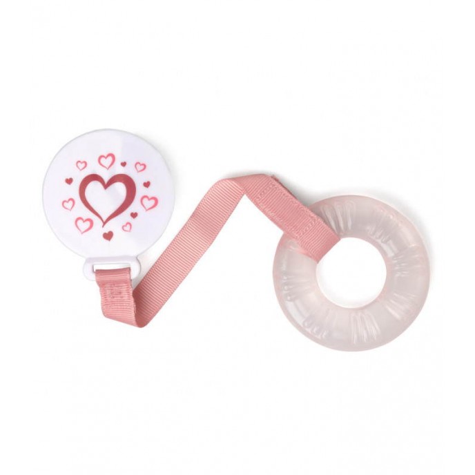 Kiokids Cooler Teether and Chain Pink Hearts