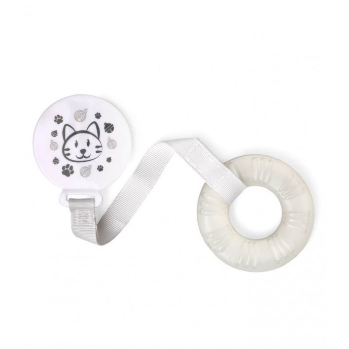 Kiokids Cooler Teether and Chain Grey Cat